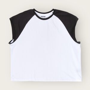 RSQ Men's Black and White Raglan Muscle Tee